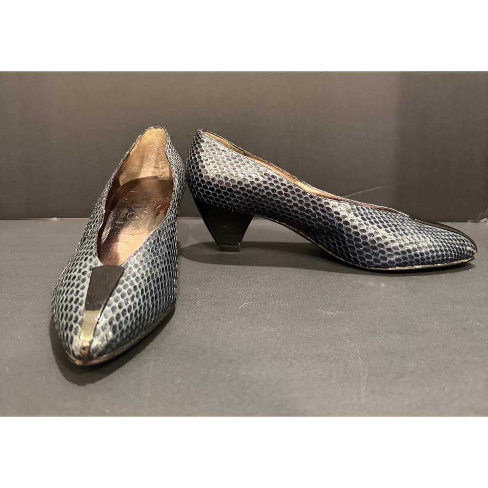 RODO Firenze Pumps Italian Python Snakeskin Leather Metal Accent 35 EU 4.5-5 US